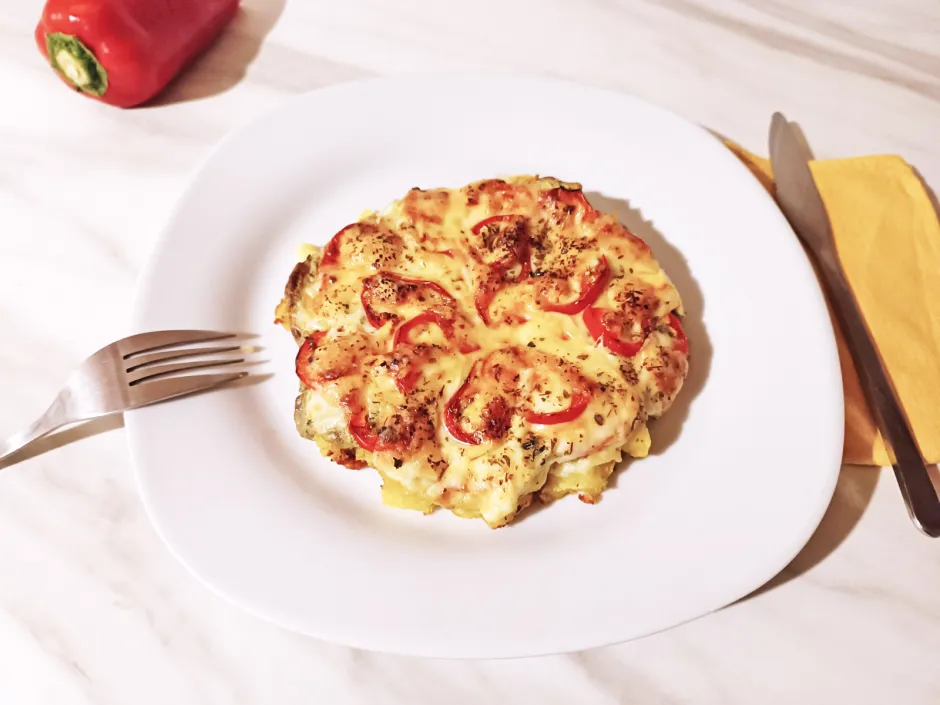 Vegetarische Kartoffelpizza aus der Heißluftfritteuse