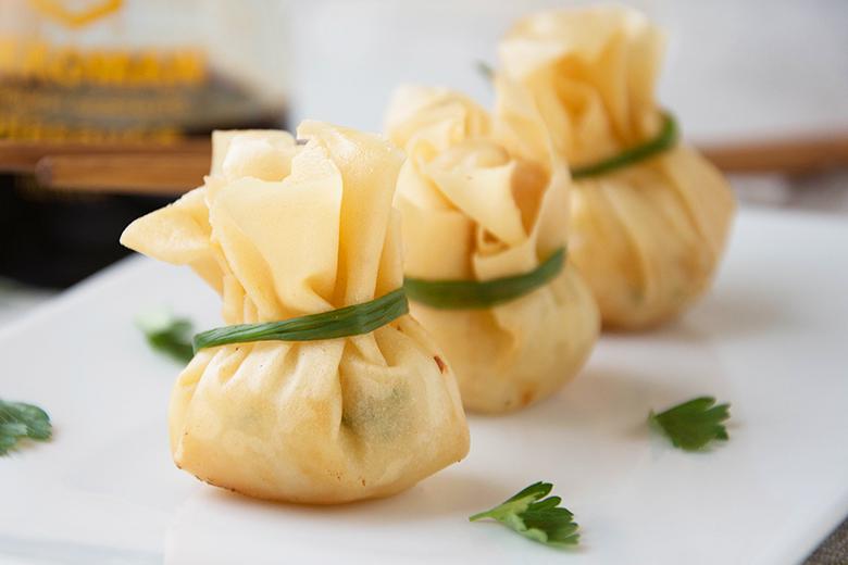 Gebackene Wan Tan Taschen