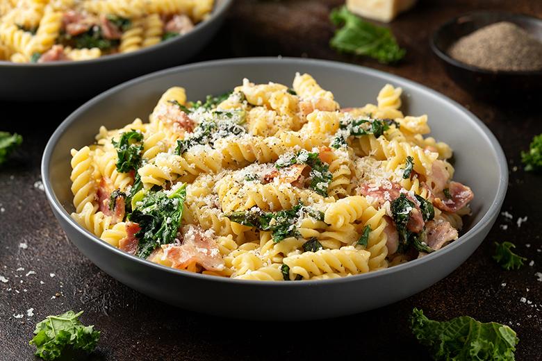 Spiralnudeln mit Grünkohl