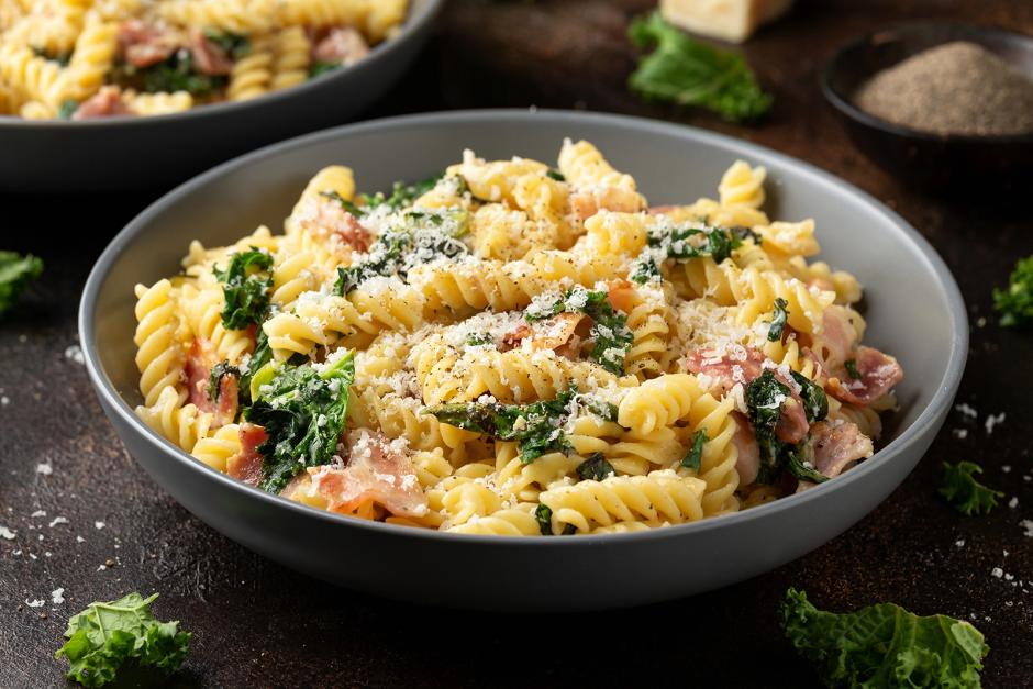 Spiralnudeln mit Grünkohl