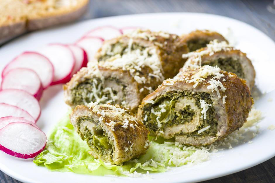 Schweinerouladen mit Spinat und Kren