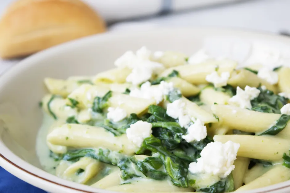 Penne mit Spinat
