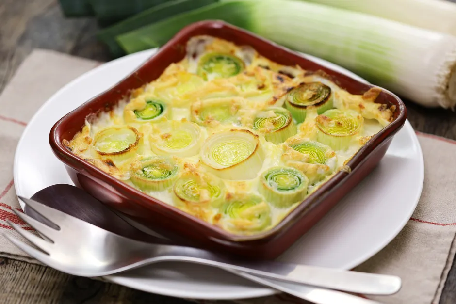 Porree‑Gratin französischer Art