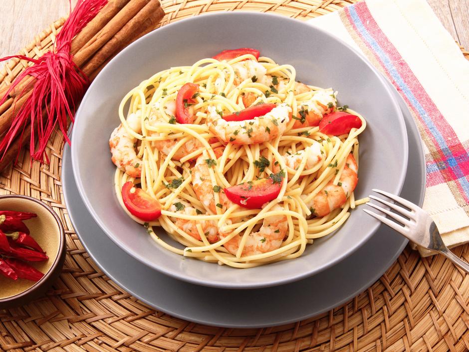 One Pot Pasta mit Garnelen