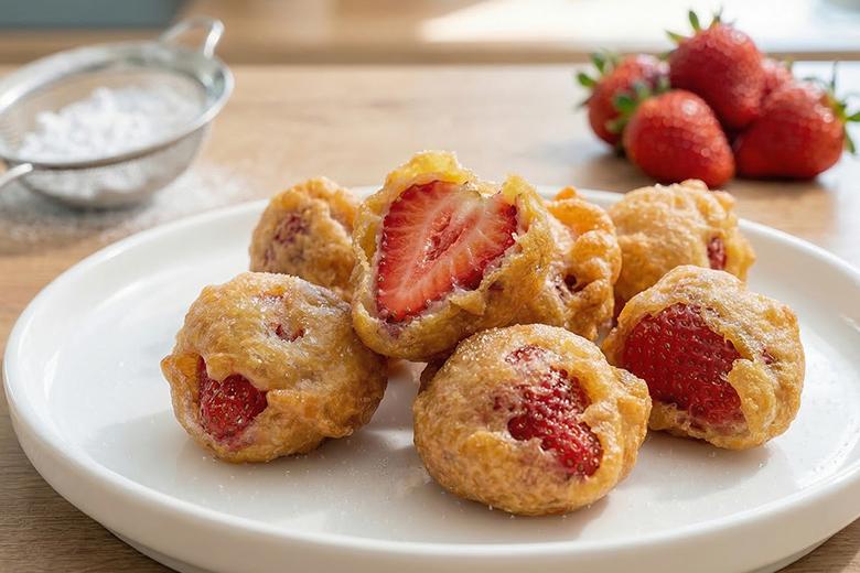 Erdbeeren im Backteig