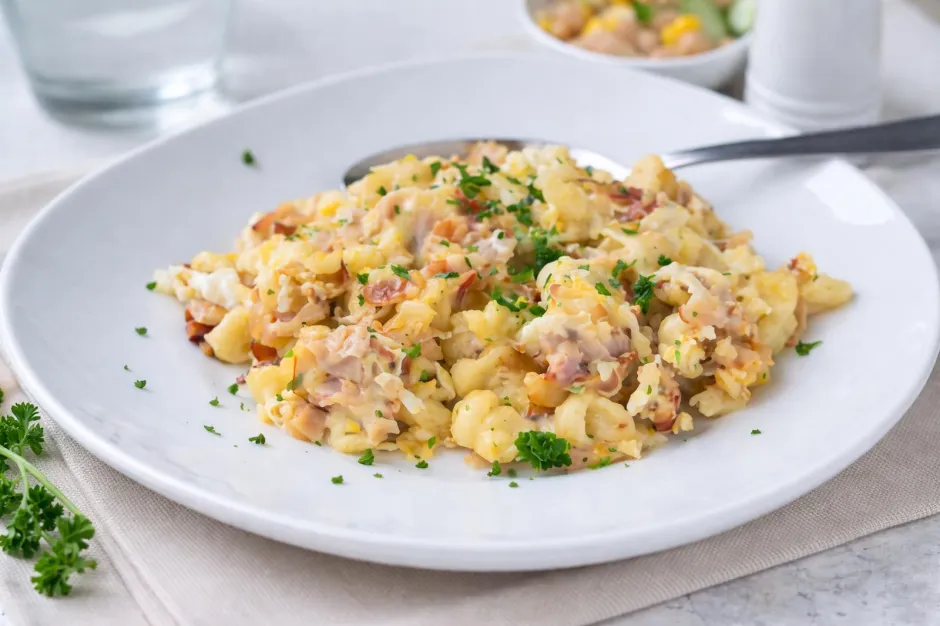 Sp&auml;tzlepfanne mit Schinken