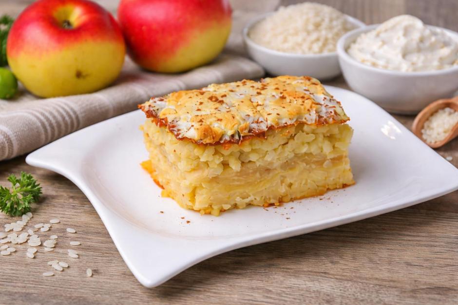 Reisauflauf mit Topfen und Apfel