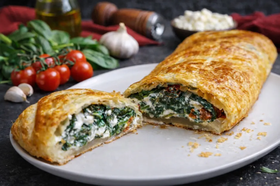 Spinatstrudel mit Feta
