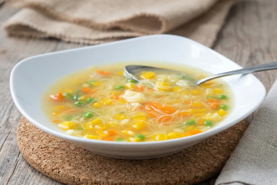 Bunte Nudelsuppe