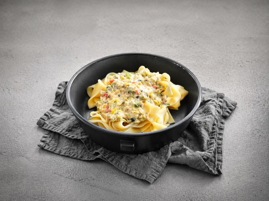 Nudeln mit Lauch und Gorgonzola