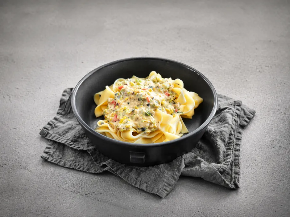 Nudeln mit Lauch und Gorgonzola