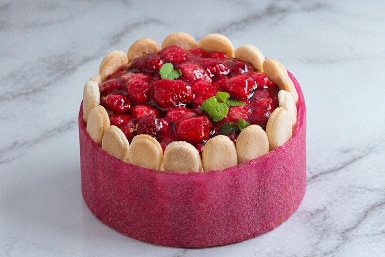 Himbeer-Vanilletorte mit Biskotten