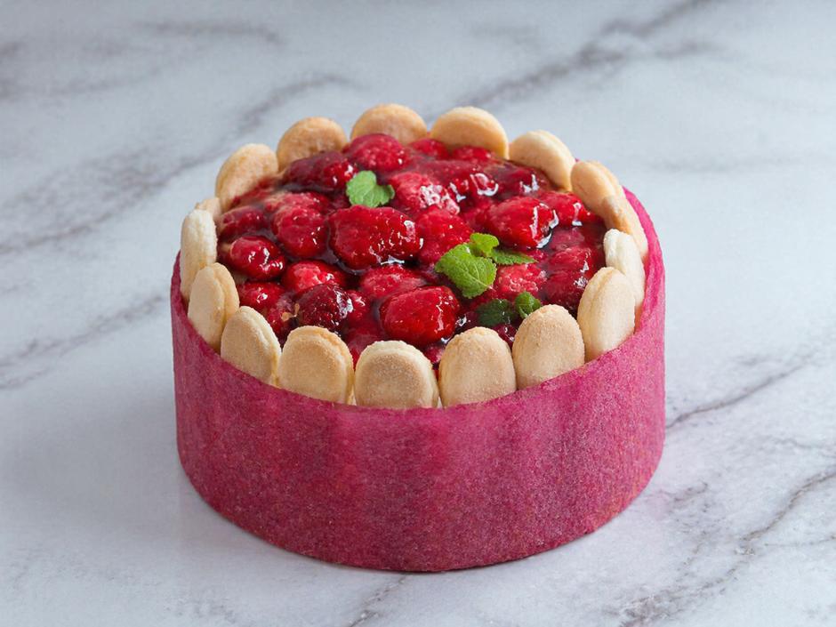 Himbeer-Vanilletorte mit Biskotten