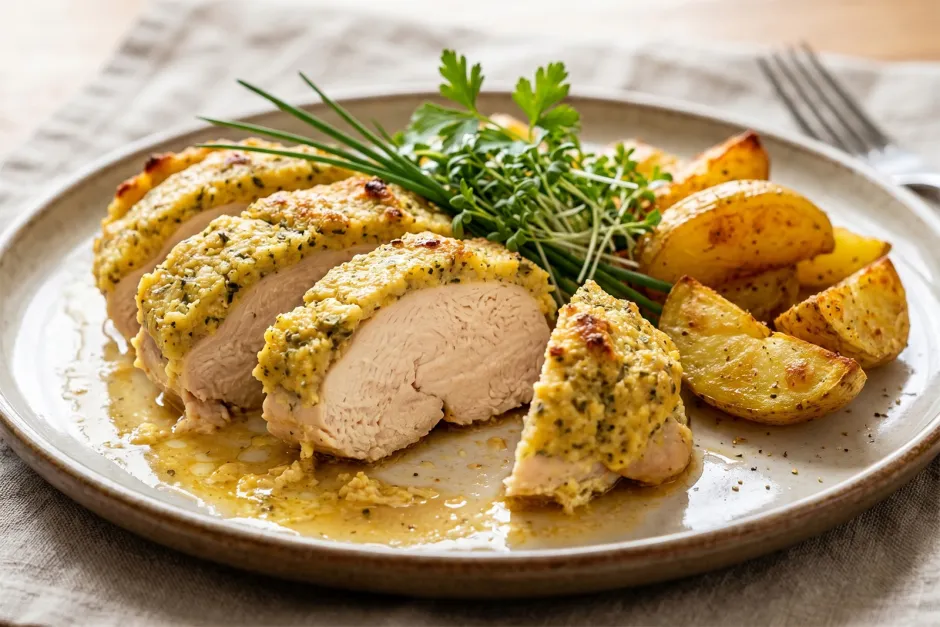 H&uuml;hnerbrust mit Kr&auml;uterkruste