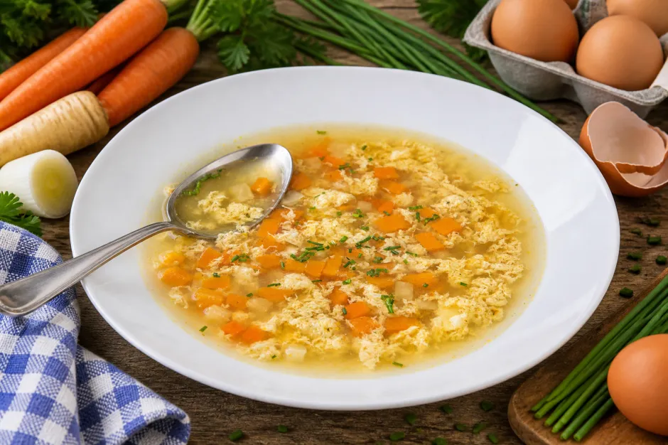 Gem&uuml;sesuppe mit Ei