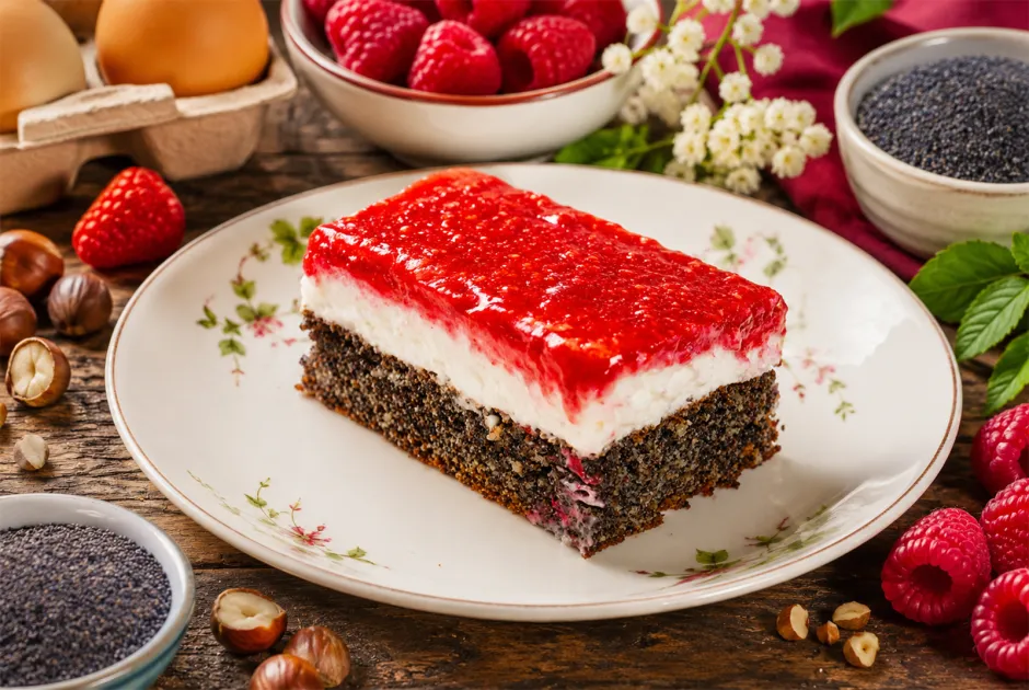 Himbeer-Mohn-Schnitte
