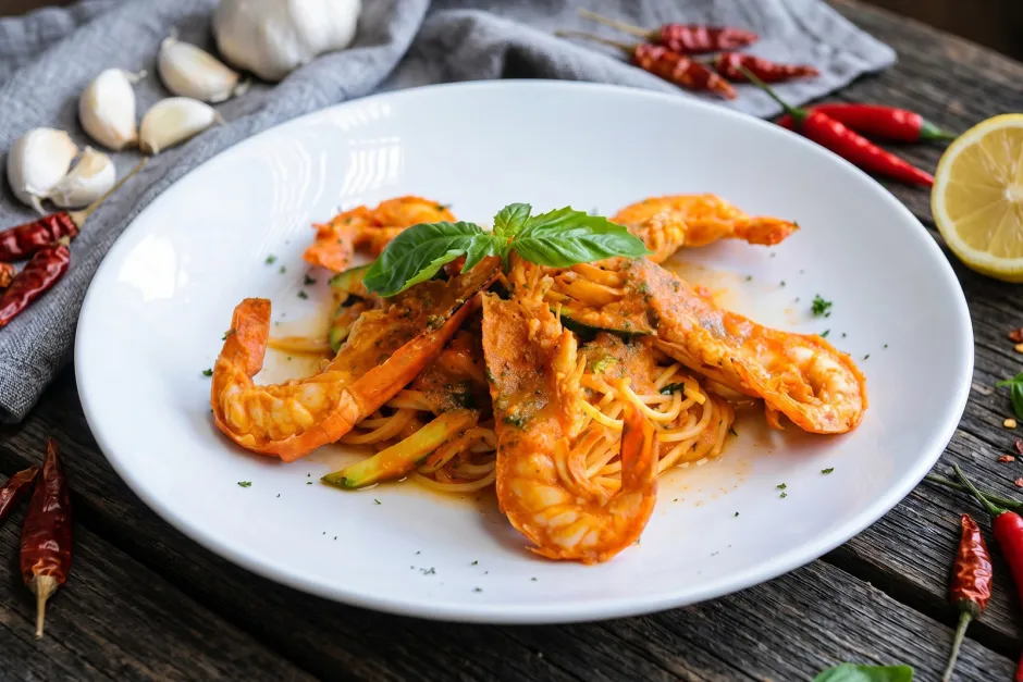 Spaghetti mit Chili-Scampi