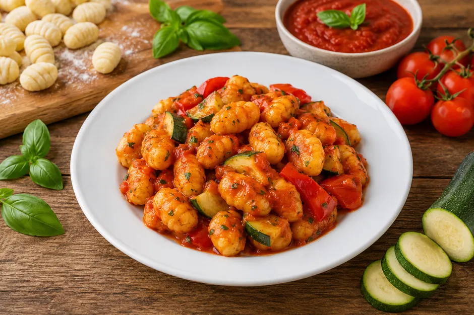 W&uuml;rzige Gem&uuml;sepfanne mit Gnocchi