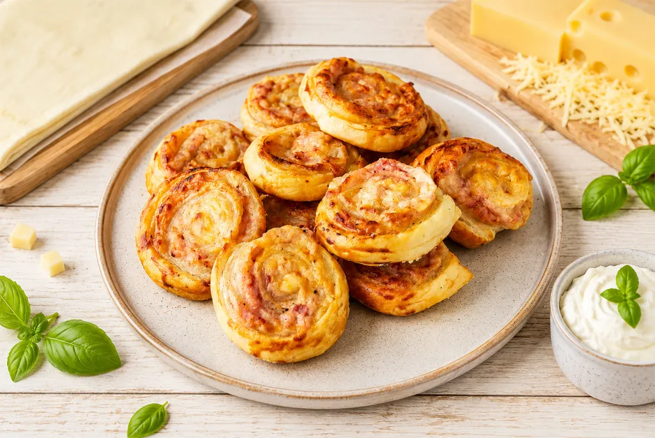 Schinken-K&auml;se-Schnecken