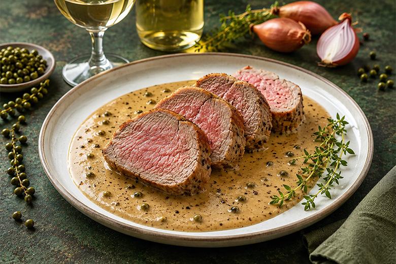 Schweinslungenbraten mit grünem Pfeffer