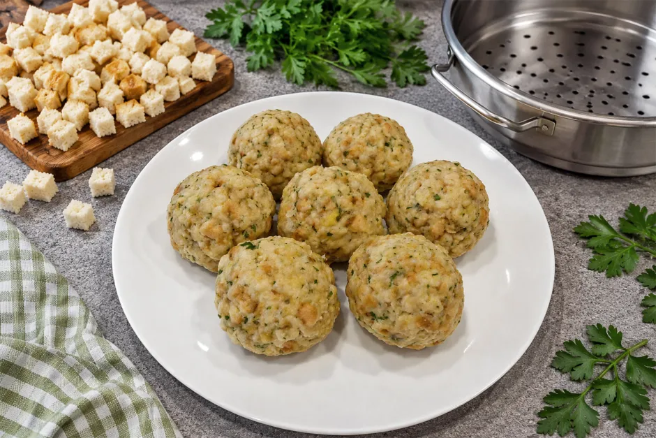 Semmelkn&ouml;del im Dampfgarer