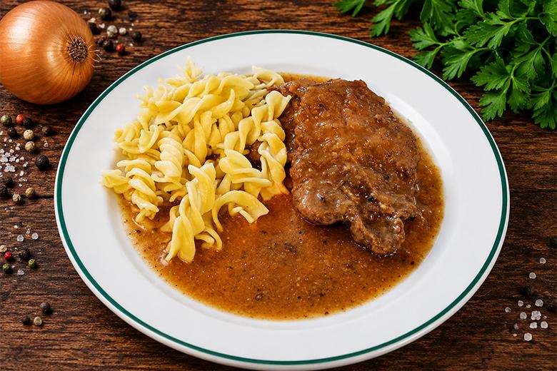Rindsschnitzel mit Saft