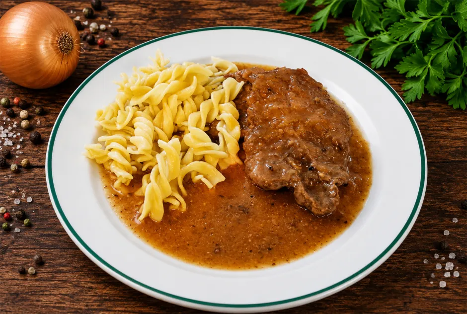 Rindsschnitzel mit Saft