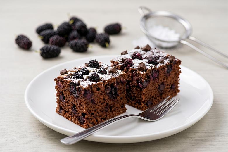Maulbeer-Schokoladenblechkuchen