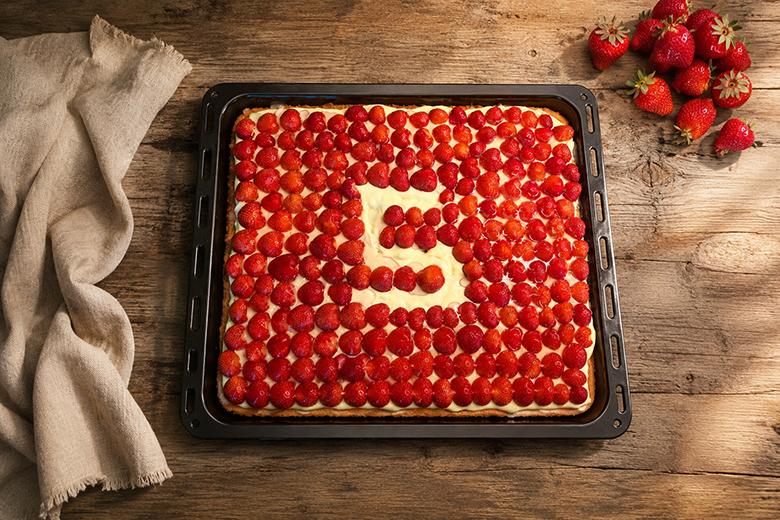 Erdbeerkuchen mit Pudding