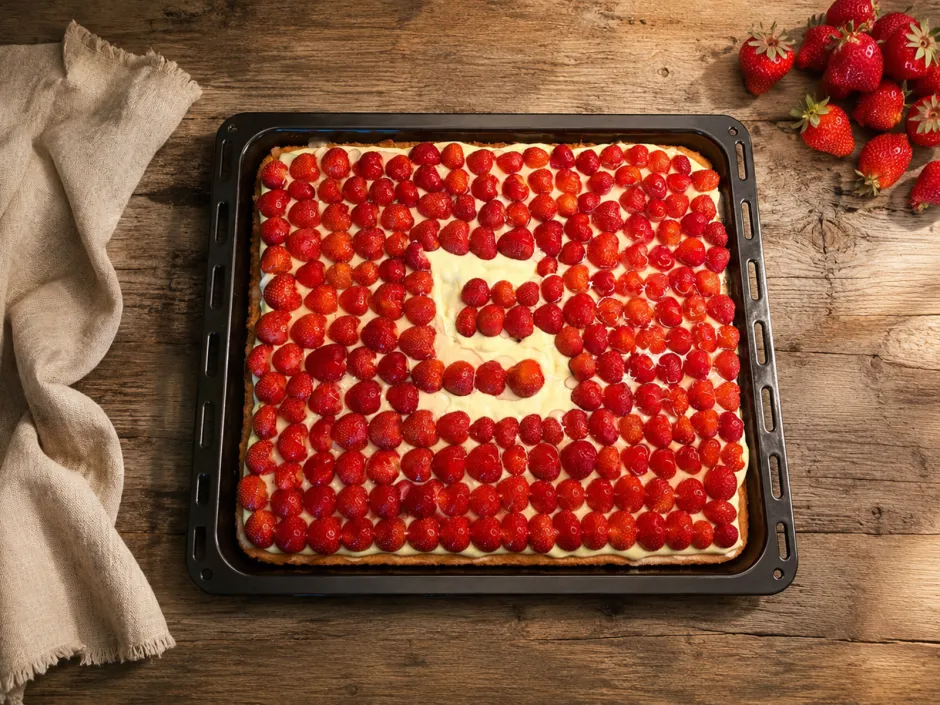 Erdbeerkuchen mit Pudding