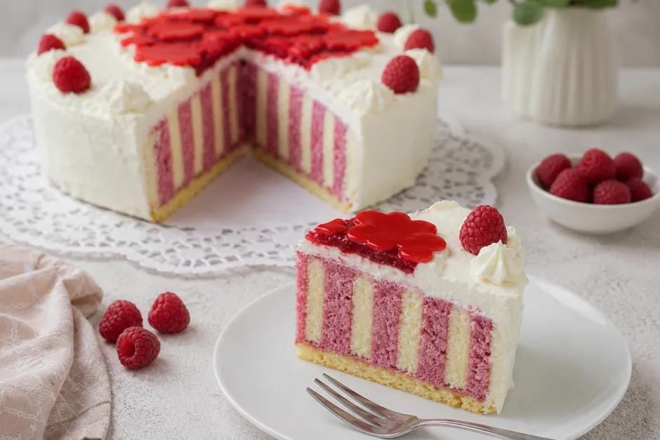 Fruchtige Himbeer-Sahnetorte