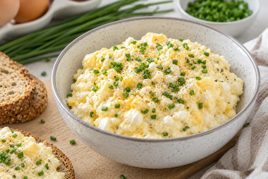 Eiersalat mit H&uuml;ttenk&auml;se