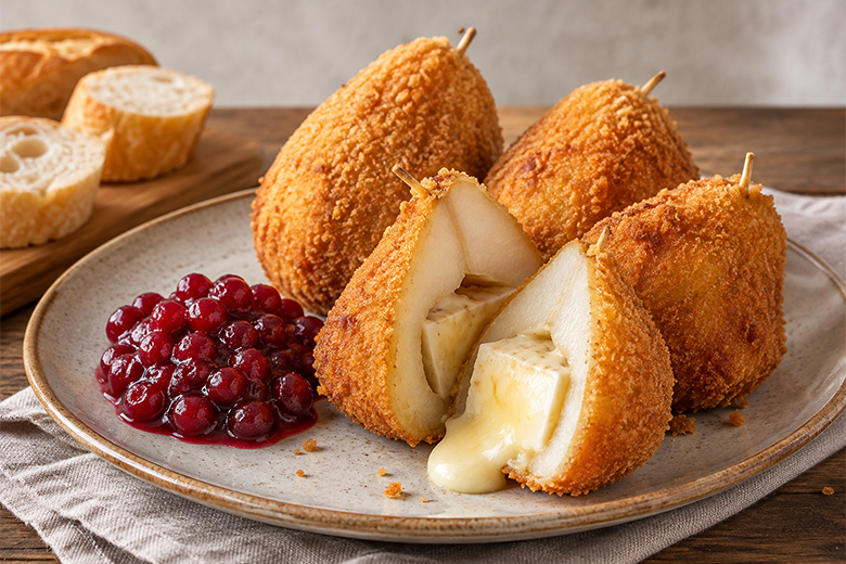 Birne mit Camembert gefüllt