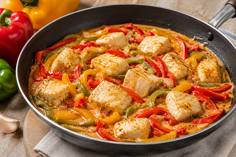 Paprika-Heilbutt-Pfanne