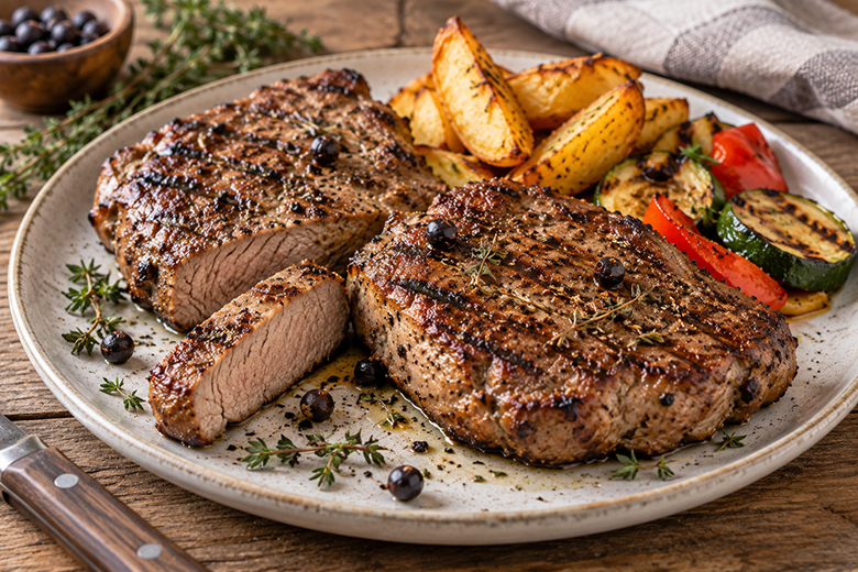 Gegrillte Wildschweinsteaks