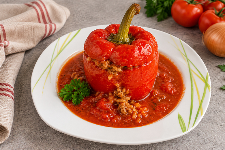 Gefüllte Paprika mit Faschiertem