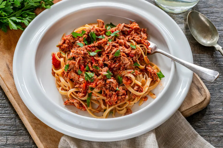 Thunfischspaghetti mit Chili