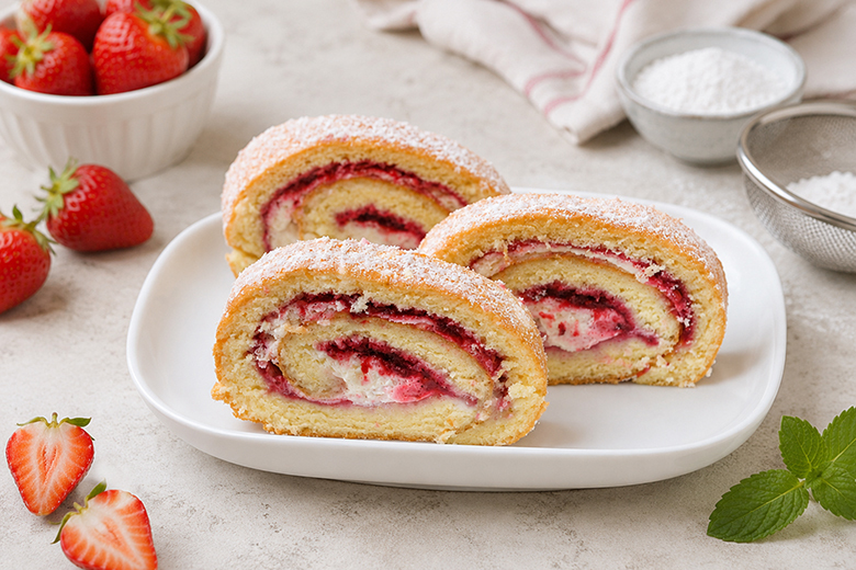 Roulade mit Erdbeeren