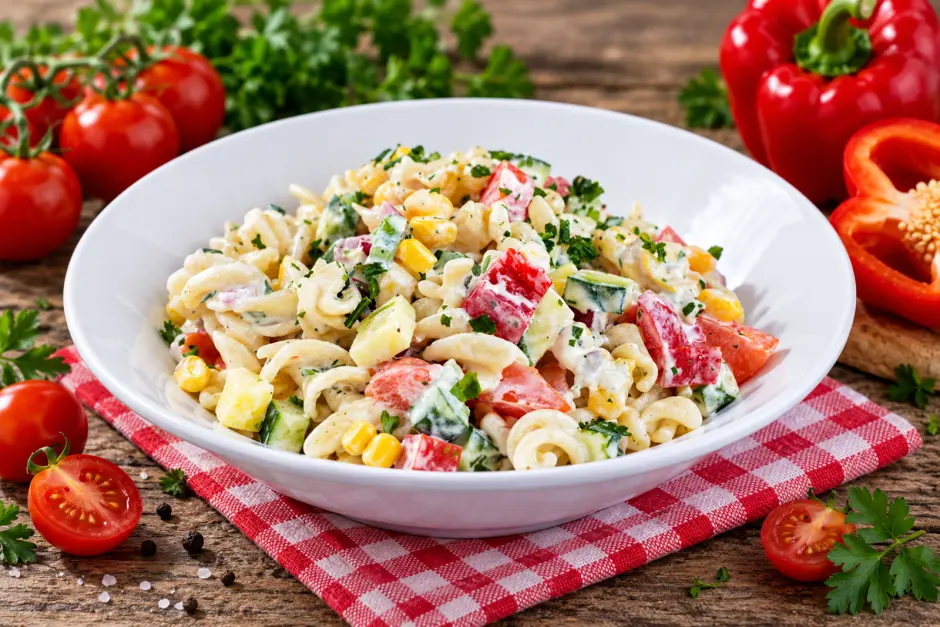 Vegetarischer Nudelsalat