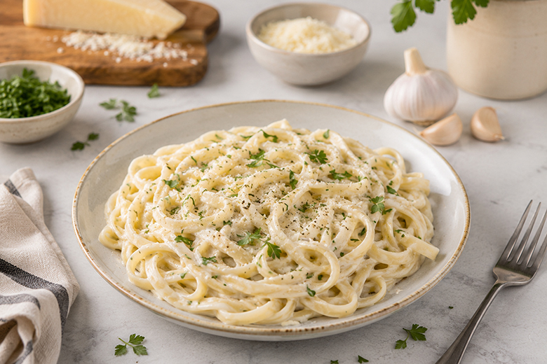 Hüttenkäse Pasta Alfredo