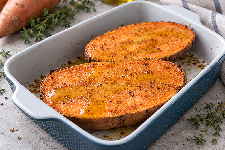 Überbackene Süßkartoffeln