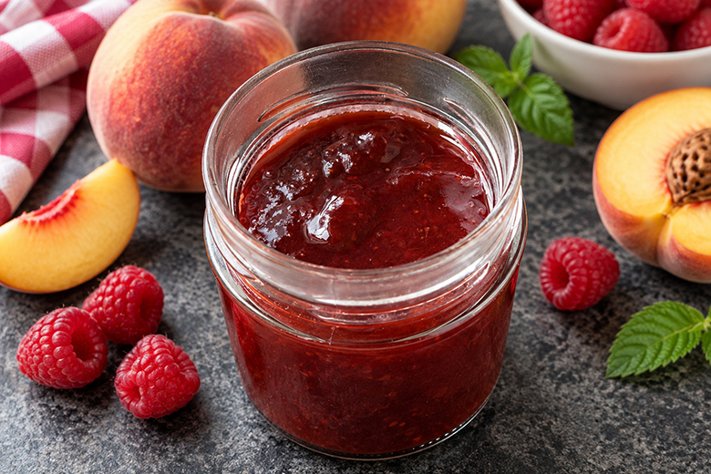 Pfirsich-Himbeer-Marmelade