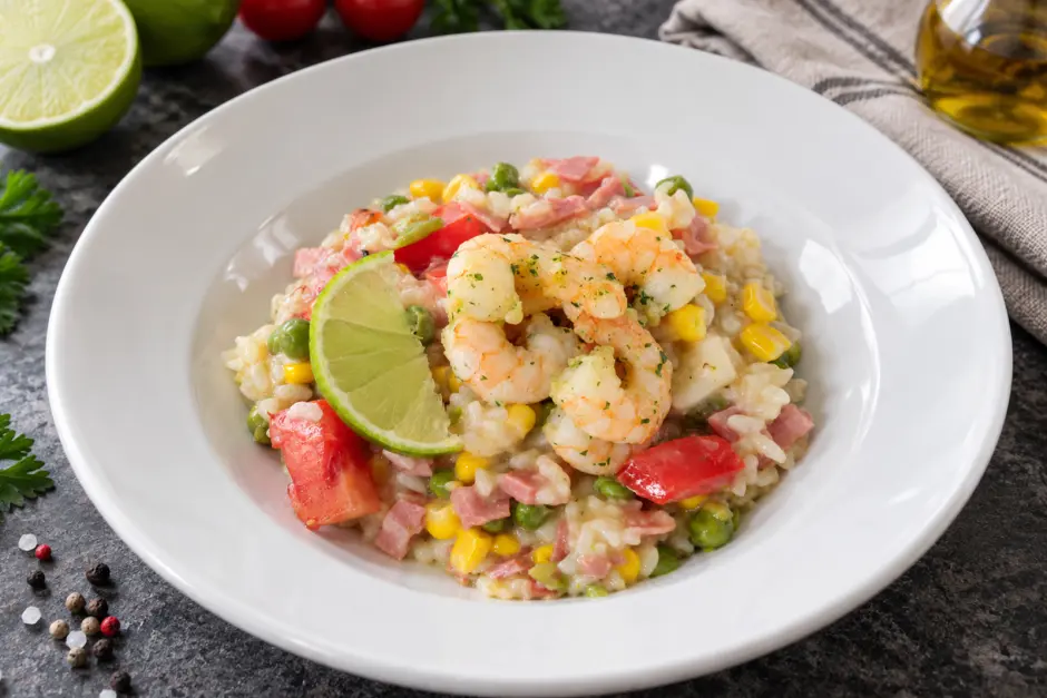 Garnelen auf Risotto