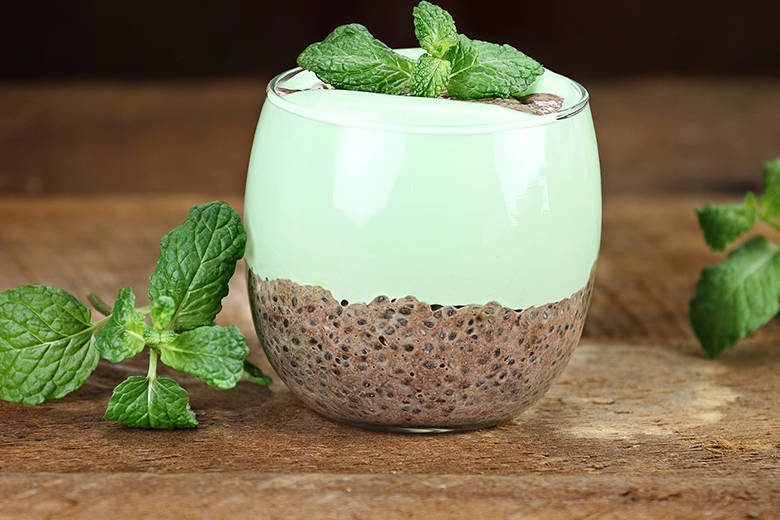 Minze-Schokolade-Chiasamen-Pudding