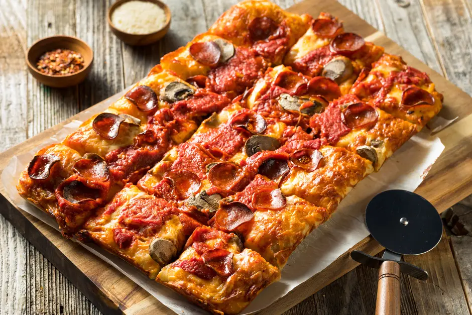 Detroit Style Pepperoni Pizza