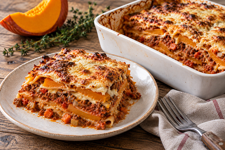 Kürbis-Lasagne mit Faschiertem
