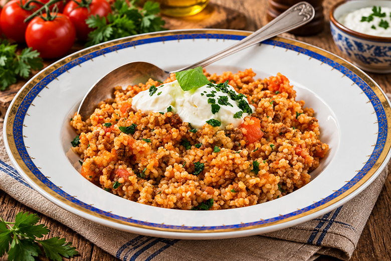 Fleischpfanne mit Bulgur
