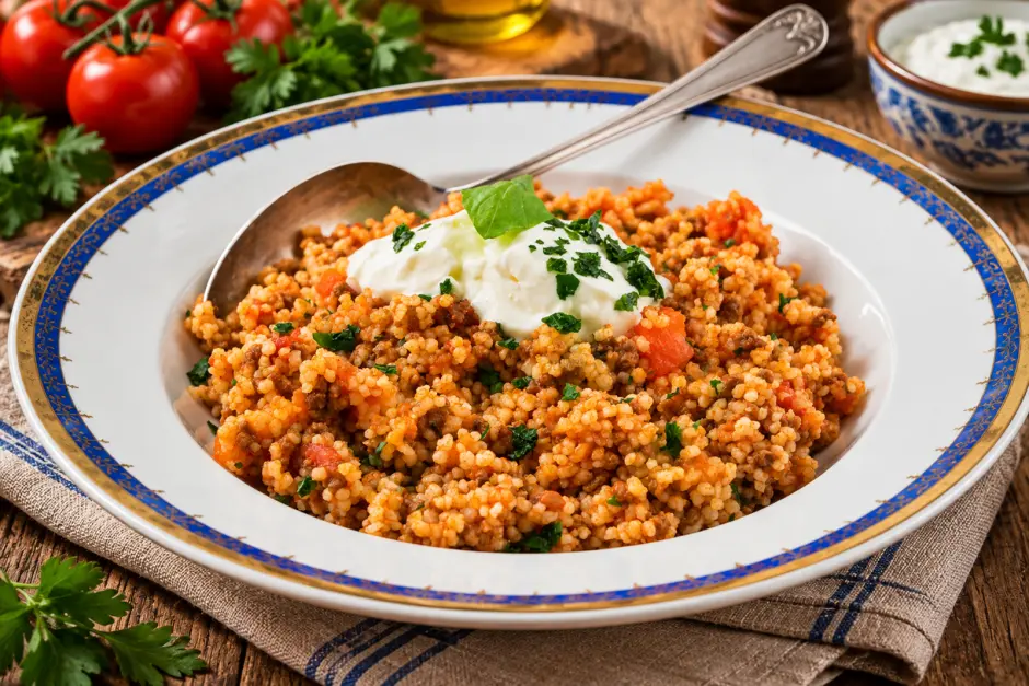 Fleischpfanne mit Bulgur