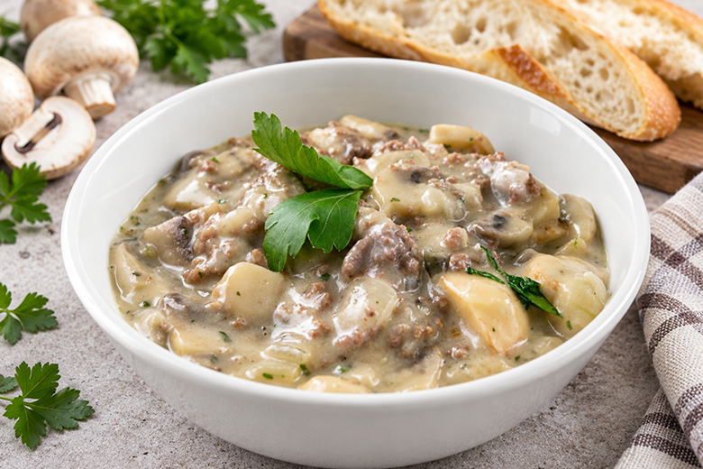 Champignon-Pfanne mit Faschiertem