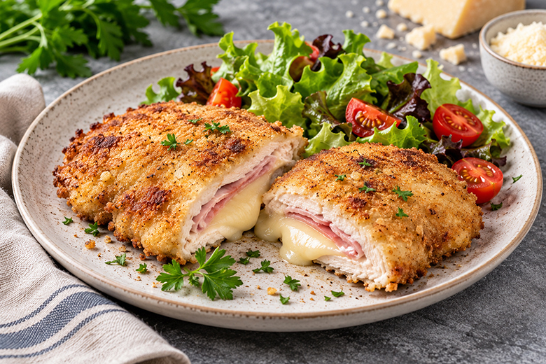 Keto-Cordon-bleu mit Parmesanpanade